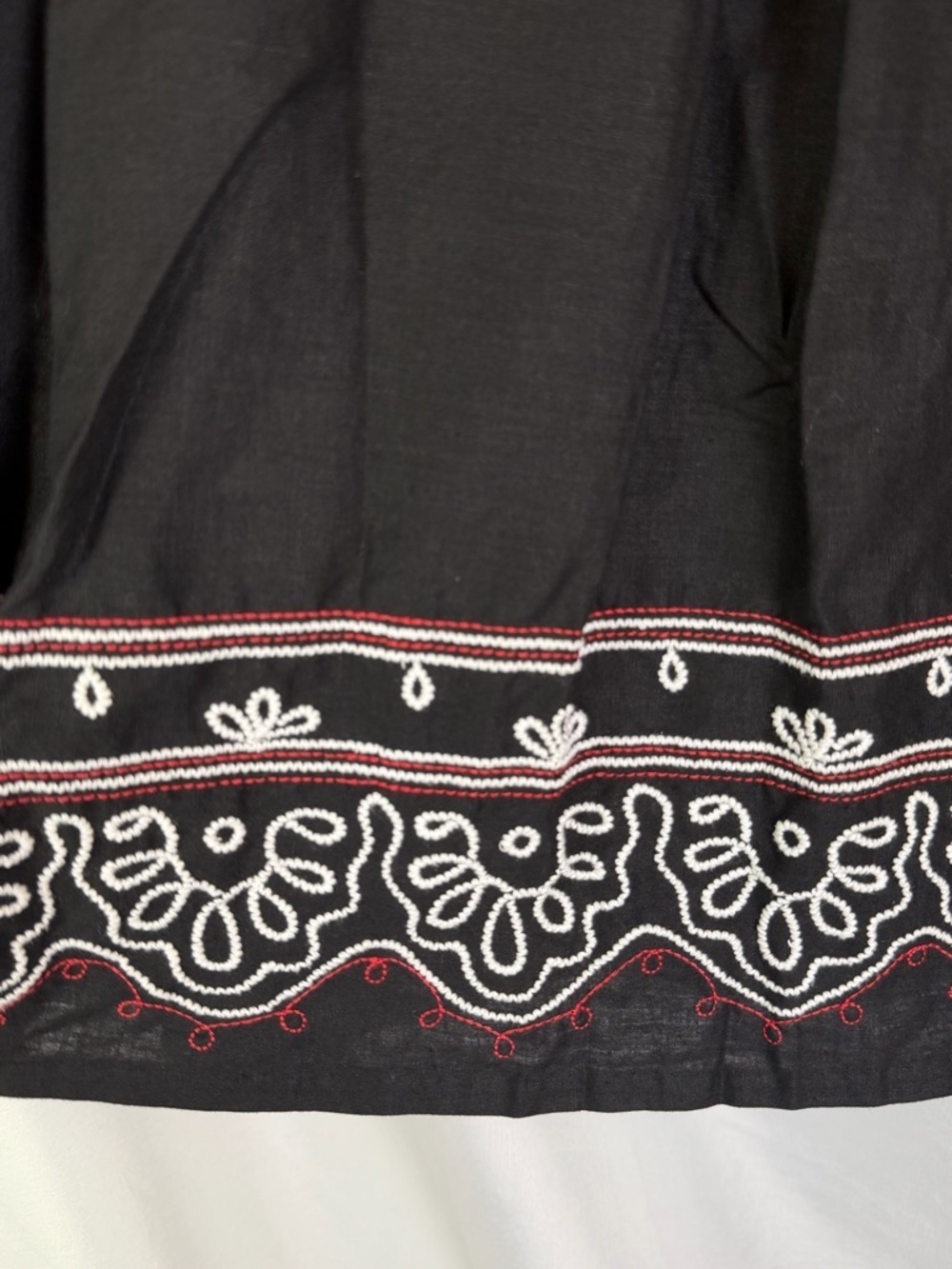 LOFT Black Linen Blend Embroidered A-Line Skirt 16 Boho - Picture 4 of 12